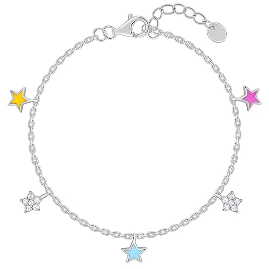 GIVA 925 Silver Beautiful Stars Kid's Bracelet, Adjustable | Gifts for Women and Girls | With Certificate of Authenticity and 925 Stamp | 6 Months Warranty
