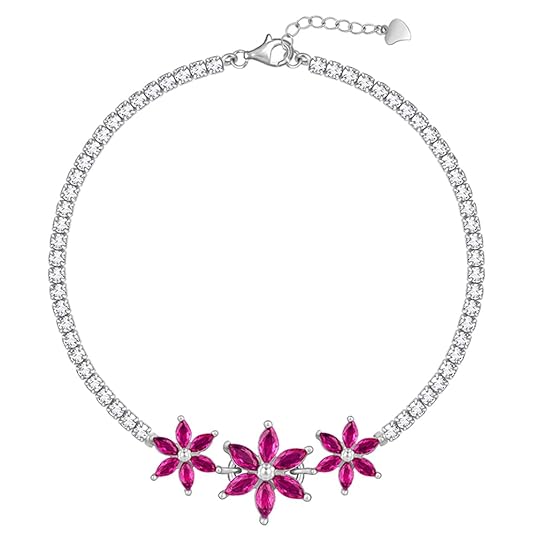 GIVA 925 Silver Pink Floral Tennis Bracelet | Christmas & New Year Gift For Women & Girls | 6 Month Warranty and Lifetime Plating Service