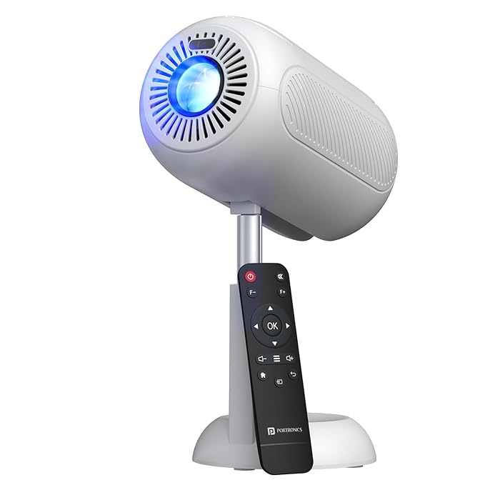 Portronics Beem 540 Android 13 Smart LED Projector, Ultra HD 4K Support, Streaming Apps, Auto Focus, Auto Keystone, 4000 Lumens, Screen Mirroring, Adjustable Height & Angle, Wi-fi, BT,HDMI,USB(White)