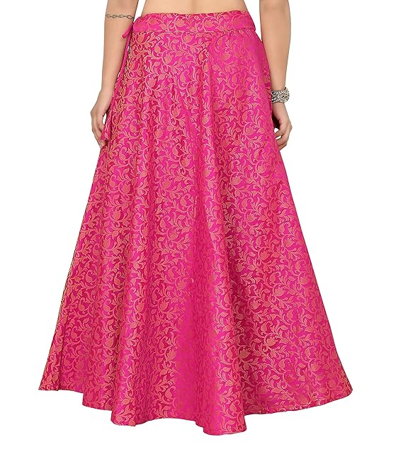 Studio Shringaar Women's Readymade Banarasi Brocade Maxi Skirt Lahenga Ghaghra.