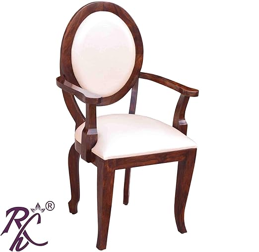RAJ HANDICRAFT Solid Wood Ovel ARM Chair | Solid Wood Arm Chair | Wooden Easy Chair