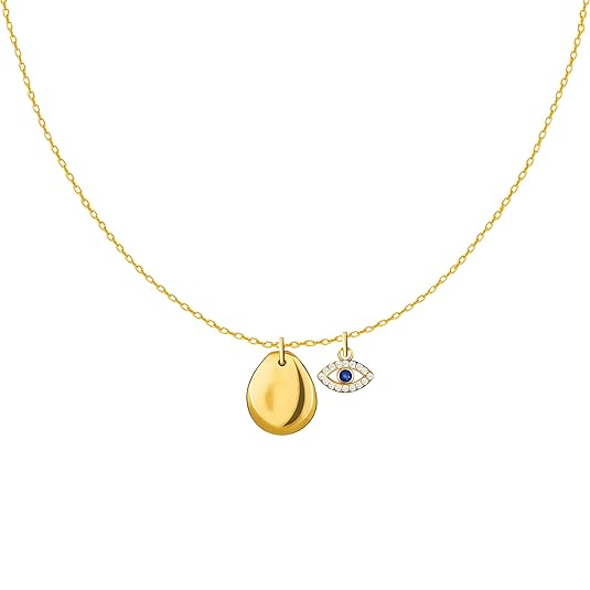 GIVA 925 Silver 18k Gold Plated Evil Eye Charm Necklace | Gifts for Girlfriend, Gifts for Women and Girls |With Certificate of Authenticity and 925 Stamp | 6 Month Warranty