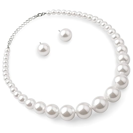 SALVE Classic Chunky White Faux Pearl Necklace Set for Women with Stud Earrings | Rakshabandhan Gifts for Sister | Statement Choker Moti Jewellery Set for Women | Valentine's Gift for Girlfriend