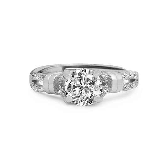 GIVA 925 Sterling Silver Zircon Beachy Waves Ring For Women, Adjustable - Gift for Her (Certificate of Authenticity & 925 Stamp) | 6 Month Warranty