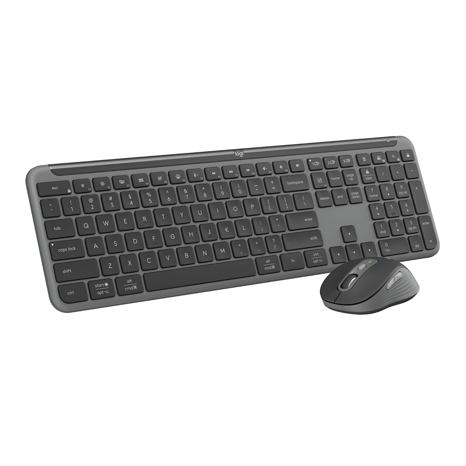 Logitech MK950 Signature Slim Wireless Keyboard and Mouse Combo, Sleek Design, Quiet Typing and Clicking, Switch Across Three Devices, Bluetooth, Multi-OS, Works with Windows and Mac - Graphite