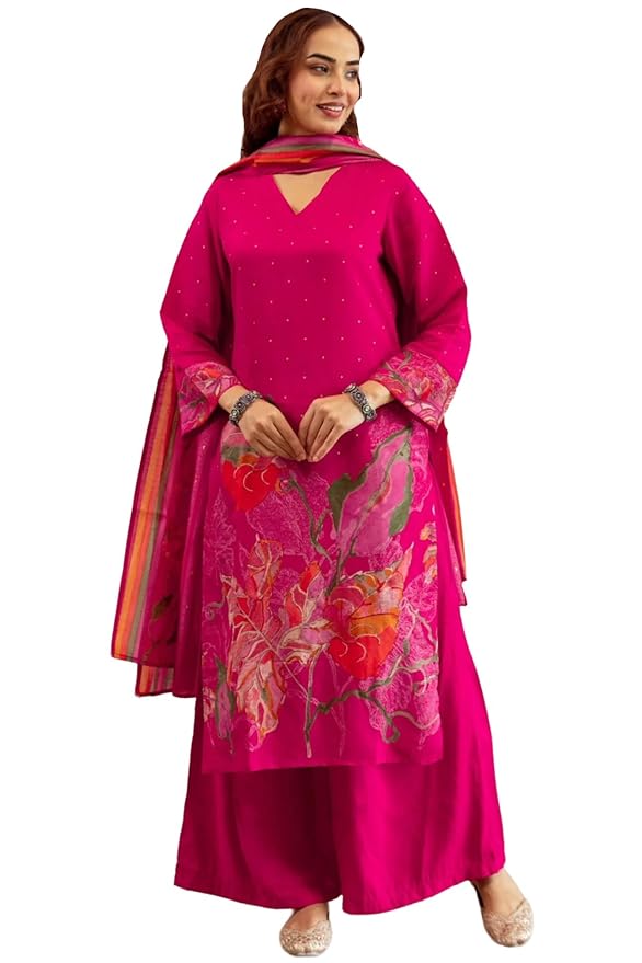 ANNI Designer Women’s Reyon Kurta Set | 3 Piece Ethnic Suit Set with Pant & Dupatta | Festive for Women | Cotton Kurta Sets for Woman | Festival Ethnic Dress | Suit Set for Womens