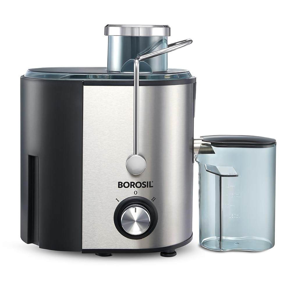 Borosil Primus Juicer Mixer Grinder | Made in India | Centrifugal Juicing Technology | 2 Jars with Pulp Collector | 3 Speed & Pulse Function | Overload Protection | 2 Year Warranty (Silver)