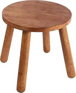 Solid Wooden Stool for Kids 11.8'' Wooden Step Stool for Adults Round Seating Stool Wood Plant Stand Stool Legs Detachable Small Table for Kitchen Bathroom Living Room Bedroom