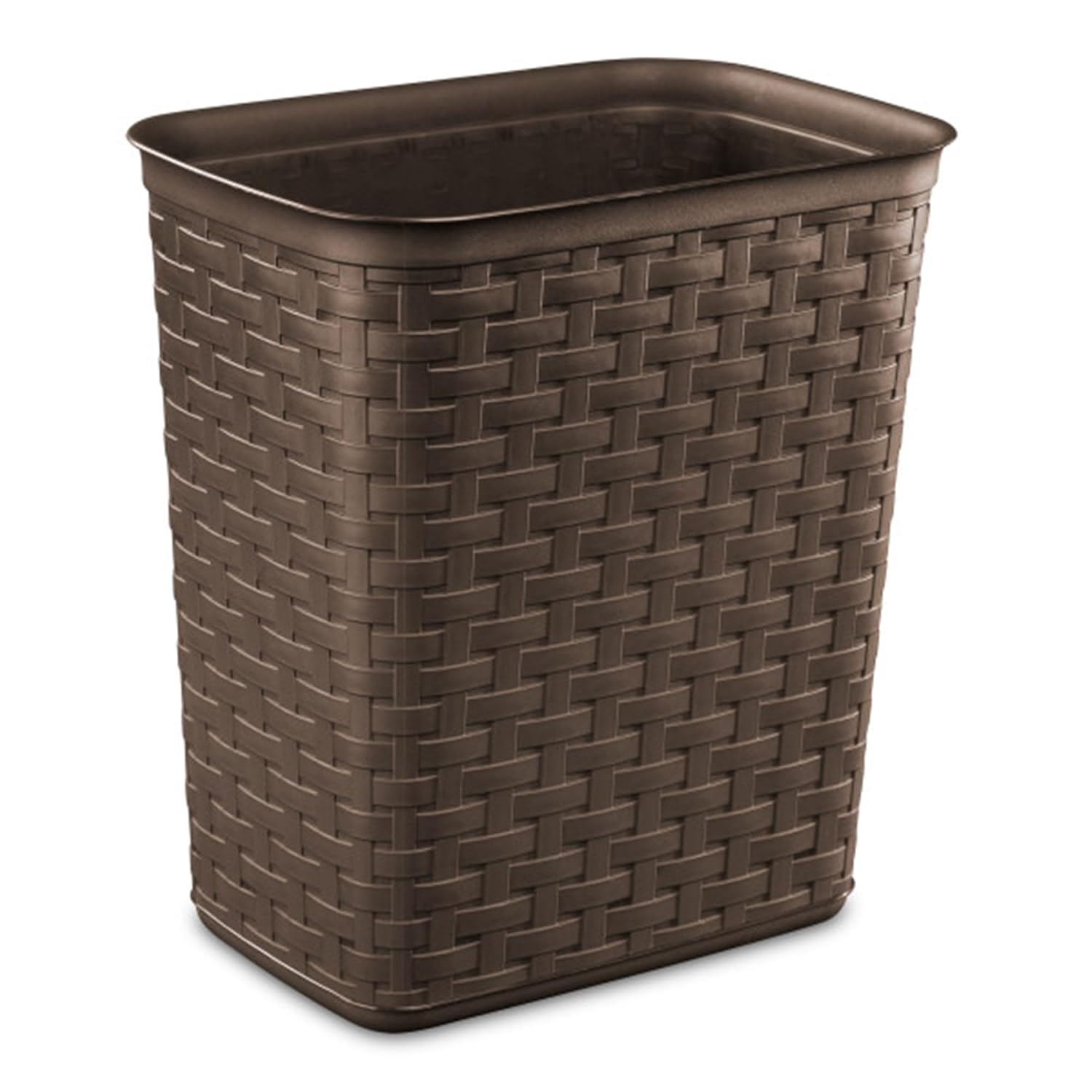 Sterilite Weave 3.4 Gallon Plastic Wastebasket Trash Can Bin for Home Bedrooms, Kitchens, or Office Spaces, Espresso Brown