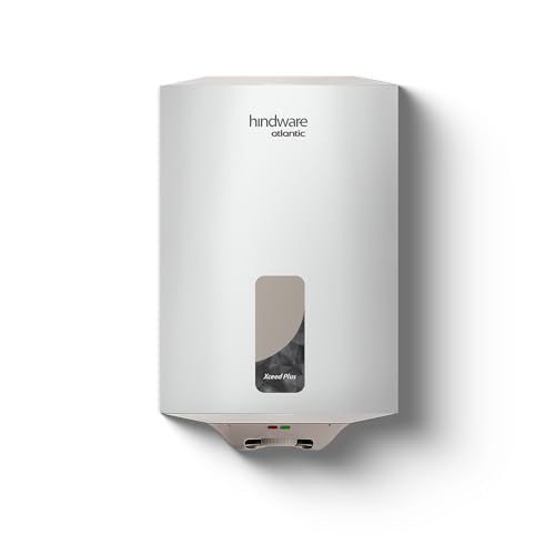 Hindware Smart Appliances Immedio Plus 25L | Powerful 2Kw Water Geyser for Bathroom | 5 Star BEE Rating | Glasslined Coated Tank | Storage Water Heater (White & Grey)
