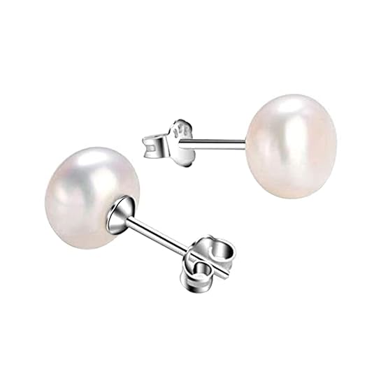 CLARA 925 Pure Sterling Silver Real White Pearl 7 mm Studs Earrings | Gift for Women & Girls| Rhodium Plated