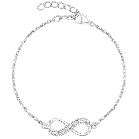 ZAVYA 925 Sterling Silver Infinity Bracelet | Rose Gold Plated Lavish Cubic Zirconia Gift Ideas-Women Chain Bracelet | With Certificate of Authenticity and 925 Hallmark
