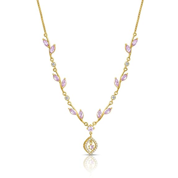 ZAVYA 925 Sterling Silver Leaf Gold Plated Necklace | Gifts For Women And Girls | With Certificate of Authenticity and 925 Hallmark