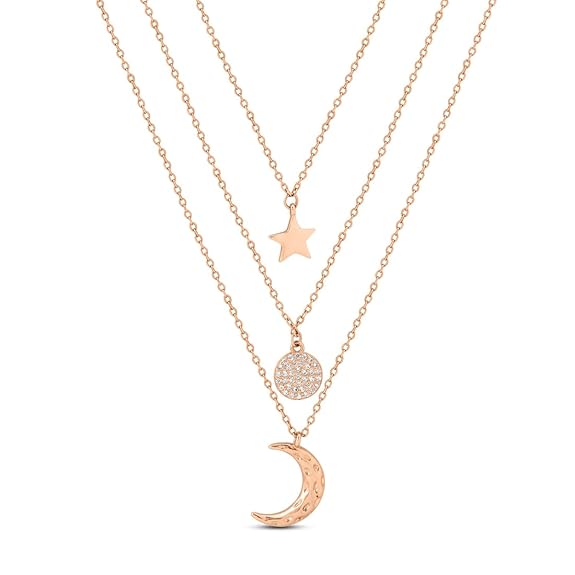 ZAVYA 925 Sterling Silver Multi Layered Rose Gold Plated 925 Sterling Silver Necklace|Gifts For Women And Girls|With Certificate of Authenticity and 925 Hallmark|Mother's Day