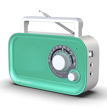 Portable AM/FM radio with Bluetooth, battery operated transistor or AC powered with best reception, large and accurate tuning knob, large bluetooth speaker, easy to use, suitable for