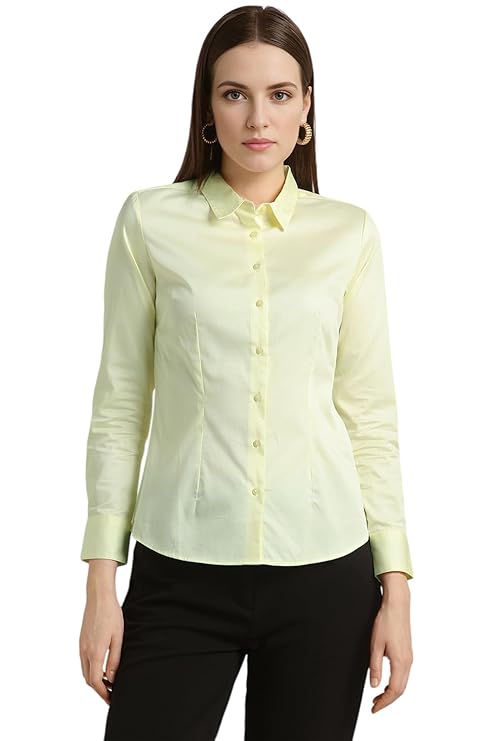 Van Heusen Women's Regular Fit Solid Full Sleeve Cotton Rich Formal Shirt