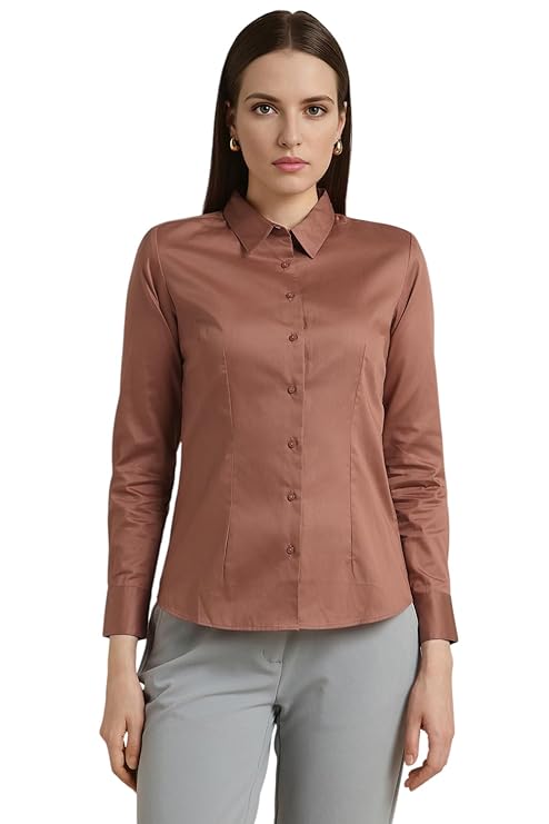 Van Heusen Women's Regular Fit Solid Full Sleeve Cotton Rich Formal Shirt
