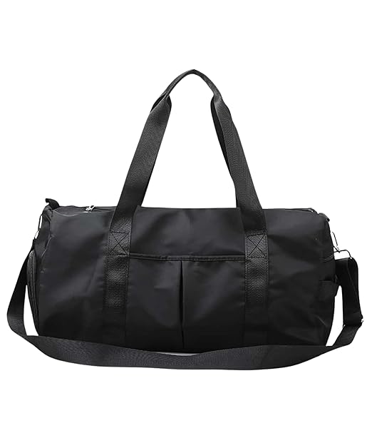 Glowic® Travel Duffle Bag for Men & Women – Gym Bag with Shoe Compartment, Waterproof Sports Bag, Lightweight Carry On Luggage, Fitness Duffel (D-Black)