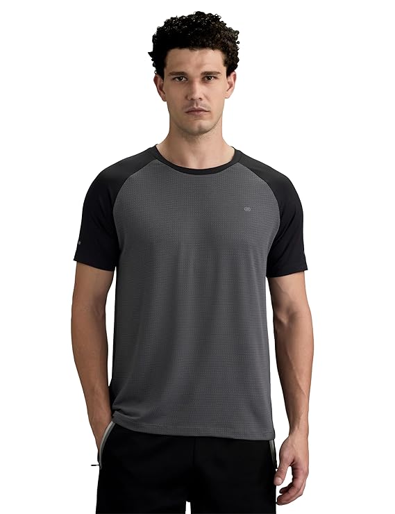 Symbol Premium Men's Solid Regular Fit Sports Stretch T-Shirt | Round Neck | Raglan Sleeve | Moisture-Wicking | Activewear | Running | Gym | Plain (Available in Plus Sizes)