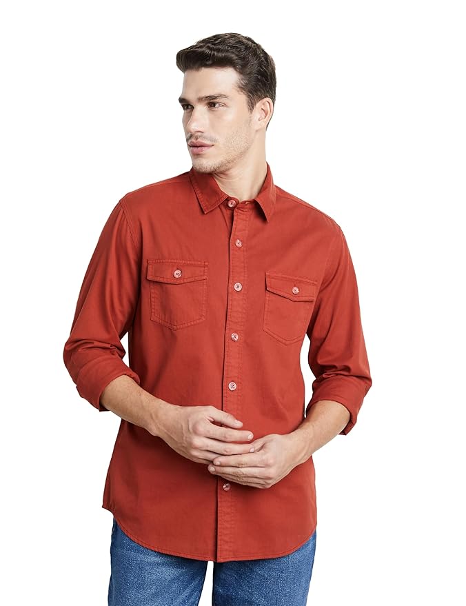 Symbol Premium Men's Washed Cotton Twill Casual Shirt - Regular Fit | Pure Cotton (Available in Plus Sizes)