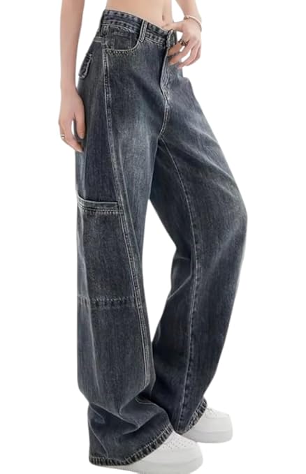 ODDMONEKY Baggy Jeans for Women || Korean Jeans for Women || Wide Leg Korean High Waist Baggy Denim Pants (Wjeans-7)