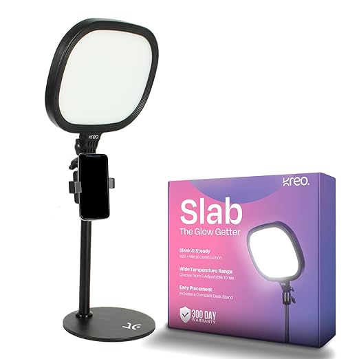 Kreo Slab Video Light | Adjustable LED Video Light with 5 Color Temperatures (3200K–5600K), 1455 Lumens, 120 LEDs & Extendable Stand | Photography, Streaming & Content Creation