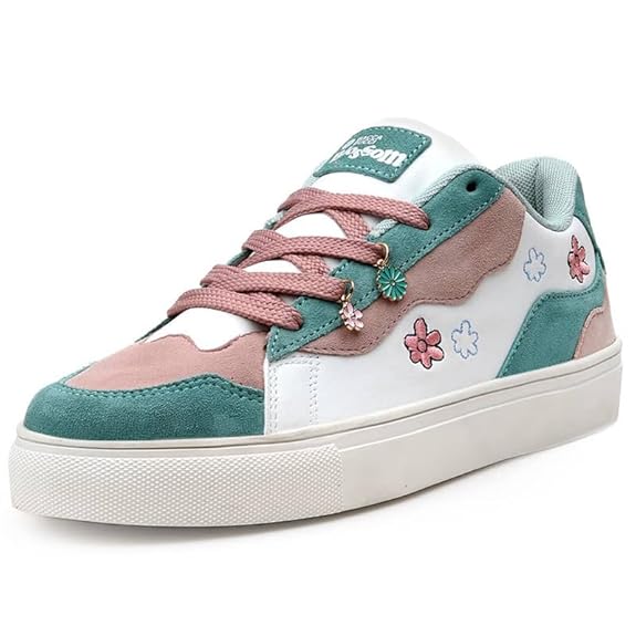 Bacca Bucci Blossom Women’s Sneakers – Genuine Leather Casual Shoes with Floral Accents & Metal Lace Charms | High-Energy Colorways | All-Season Comfort & Style