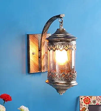 SINOMAN Golden Antique Design Aluminium Wall Light Sconce Lamp with Glass Shade for Dining | Bedroom | Living Room (Without Bulb,corded-electric)