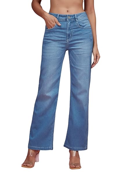 Miss Chase Women's Wide Leg High Rise Regular-Length Stretchable Denim Jeans