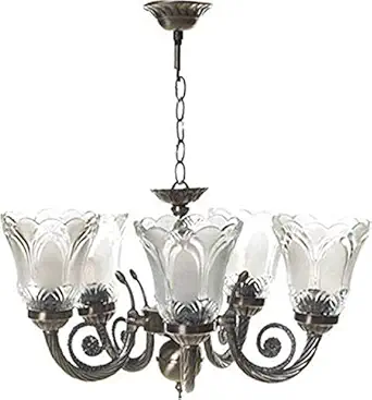 SINOMAN VD-1172 Antique Designer Imported 5 Lamp Wall Ceiling Sconce Chandelier (Black,Metal) 40Watts