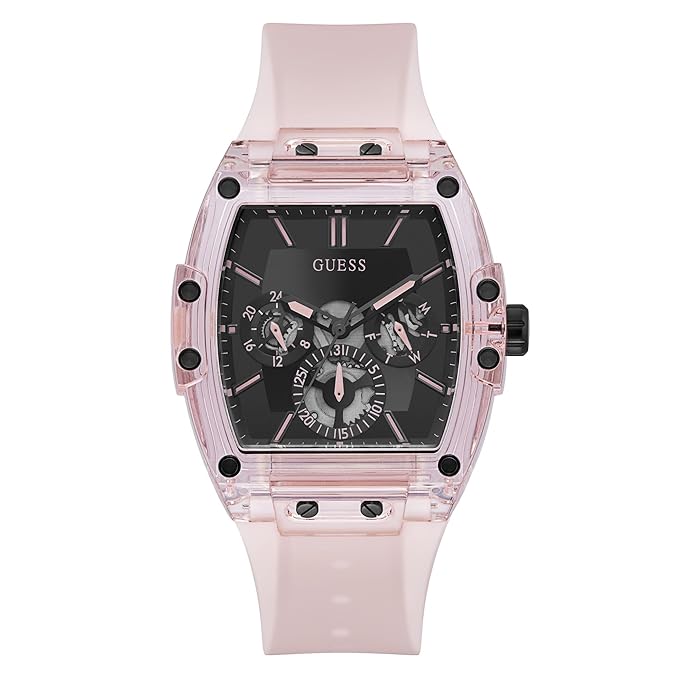 GUESS Pink Plastic and Silicone Multifunction Watch