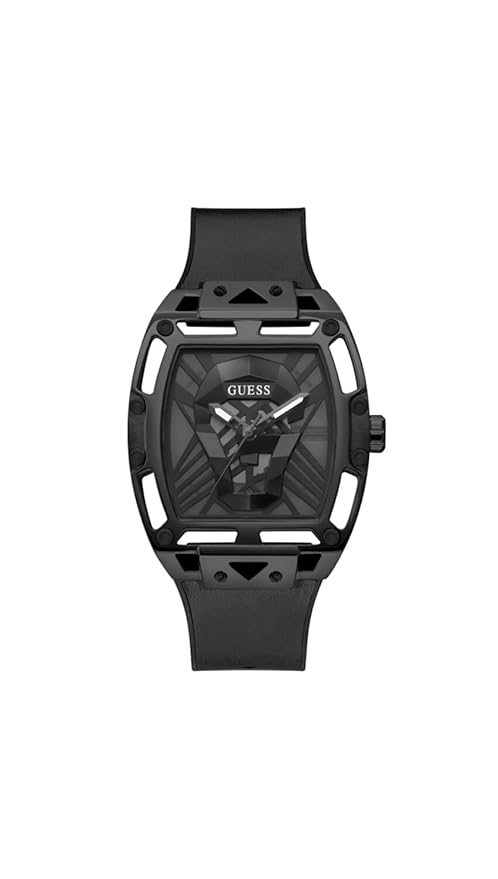 GUESS Men's 44mm Watch - Black Strap Black Dial Black Case