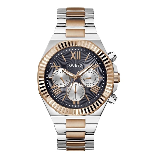 Guess Stainless Steel Analog Navy Blue Dial Men's Watch-Gw0703G4, Band Color-Two-Tone