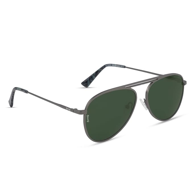 Eyewearlabs OKNO | Polarized Full Rim Oval Metal Branded Stylish Sunglasses For Men & Women | 100% UV Protection Shades | Cricket Sports Cycling Driving | Medium | Wren
