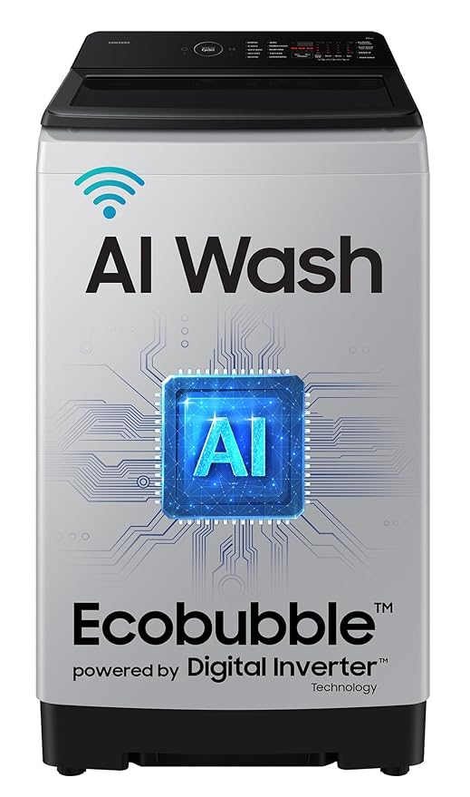 Samsung 8 Kg, 5 Star, AI Wash, AI Energy Mode, Wi-Fi, Ecobubble, AI VRT+, Super Speed, Soft Closing Door, Digital Inverter, Fully-Automatic Top Load Washing Machine (WA80F08S2LTL, Lavender Gray)