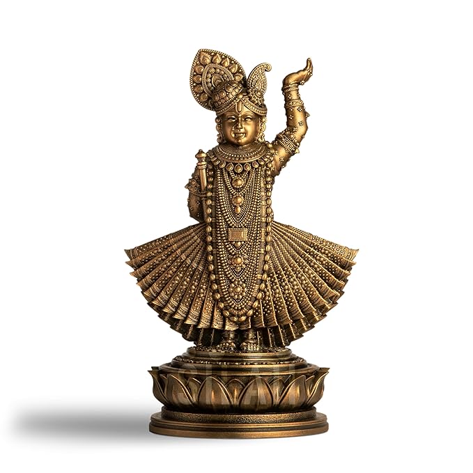 SILAII Lord Shrinathji Sculpture - 9 INCH (Young Krishna) in Antique Bronze Color – Shrinathji Murti/Krishna Idol for Home Temple, Pooja Room, Spiritual Décor & Religious Gift