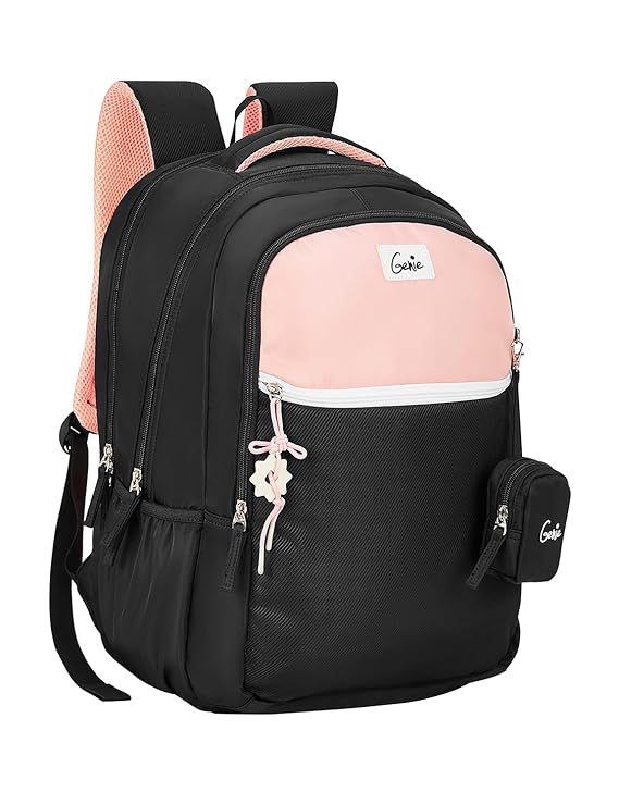 Genie School Backpack For Girls |19 Inch-40 Litres With Laptop Sleeve, Rain cover, Three Compartments, |Best for Books, Water Bottles, Stationery, Laptop, Lunch Box & Essentials