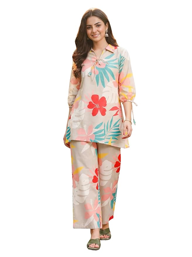 Leriya Fashion Kurta Sets for Woman | Co ord Set for Women Stylish | Kurti Set for Woman | Short Kurti for Women Latest | Kurtis | Ethnic Jaipuri Straight Kurta Set with Palazzo Pants | Salwar Suit for Party Outfits