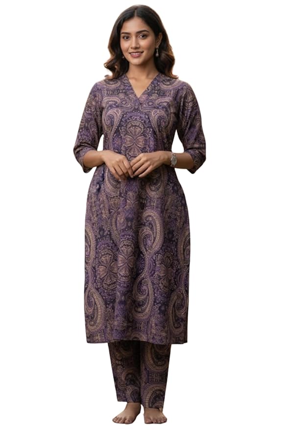 Leriya Fashion Women's Rayon Kurta Sets| Co ord Set for Women Stylish | Sleeveless Printed Kurtis | Dress | Comfortable Outfit for Office Look | Daily Summer Travel & Festive Dress