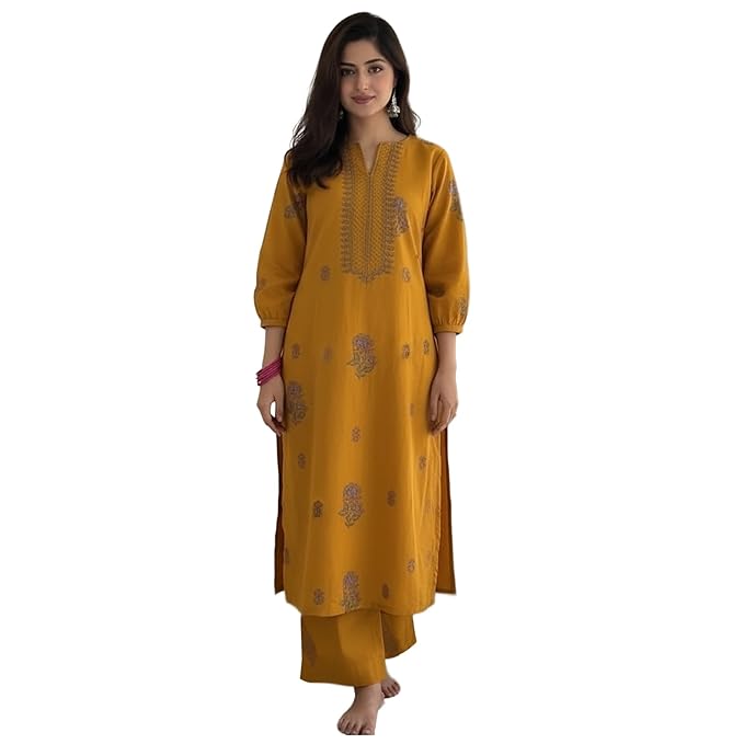 ANNI DESIGNER Women’s Rayon Viscose Straight Printed Kurta with Palazzo | Women Kurta Set | Ethnic Wear for Women | Daily Office Casual Traditional Outfit
