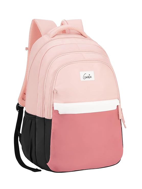 Genie School Backpack For Girls |19 Inch-36 Litres With Laptop Sleeve, Rain cover, Three Compartments, |Best for Books, Water Bottles, Stationery, Laptop, Lunch Box & Essentials
