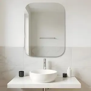 Amazon Basics Frameless Rectangular Wall Mirror, 18 x 24 Inch, Unframed Mirror with Beveled Smooth Edges, for Bathroom, Dressing Room, Bedroom, Living Room & Entryway