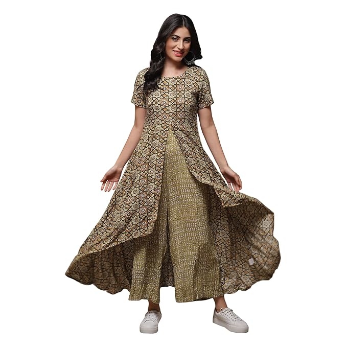 BIBA Women LIVA Printed Jumpsuit Dress