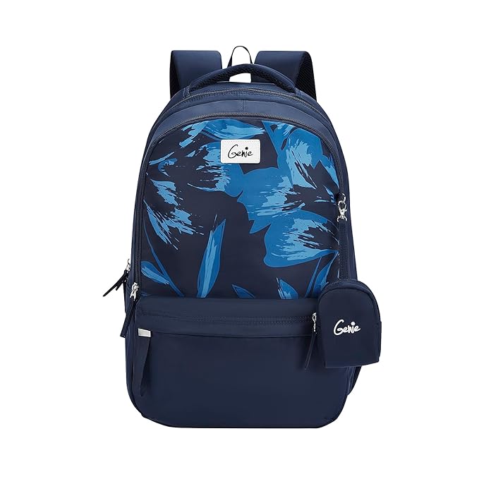 Genie School Backpack For Girls |19 In-40 Ltr with Laptop Sleeve, Rain Cover and Three Compartments with Padded Shoulders |Best for Books,Stationery,Lunch Box & Essentials