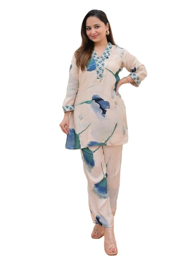 GRECIILOOKS Co Ord Set For Women Stylish Floral Rayon | Kurta Set For Women | Anarkali Suit For Woman | Short Kurti For Woman Latest | Pakistani Suits For Women's Kurta Set