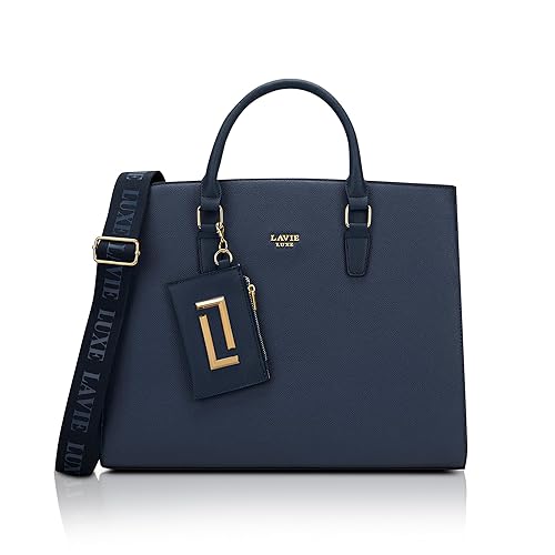 Lavie Luxe Duo Eliza Large Solid Tonal Satchel Laptop Bag for Women | Fits Upto 15 Inch Laptop | Laptop Handbag for Work | Ladies purse | Stylish Shoulder Bag | Ladies Gift