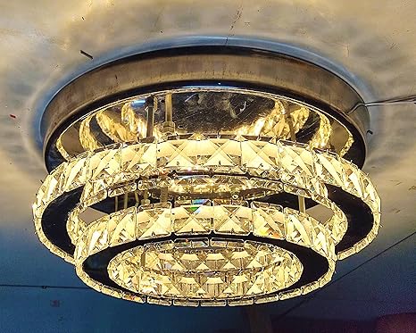 10Inch 2LayerRound Warmwhite Crystal Chandelier for Living Room Modern Ceiling Light for Hall Dining Room Led Fixtures Hanging Ring Pendentlw22
