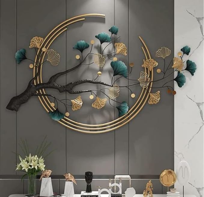SNS DECOR Ginkgo Tree Leaf Metal Wall Art Decorations | Modern Luxury Metal Wall Nature Art Decor, | Perfect 3D Wall Sculpture For Living Room, Restaurant, Hotel & Office