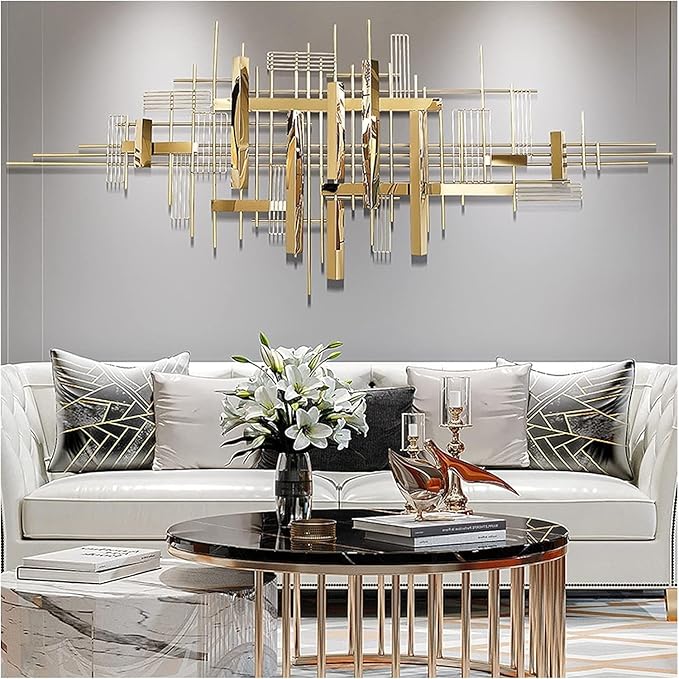SNS DECOR PVD Metal Wall Art Decorations | Steel & Iron Combination | Perfect 3D Wall Sculpture For Living Room, Bedroom, Drawing Room & Office (Golden, 60x3x25inch)
