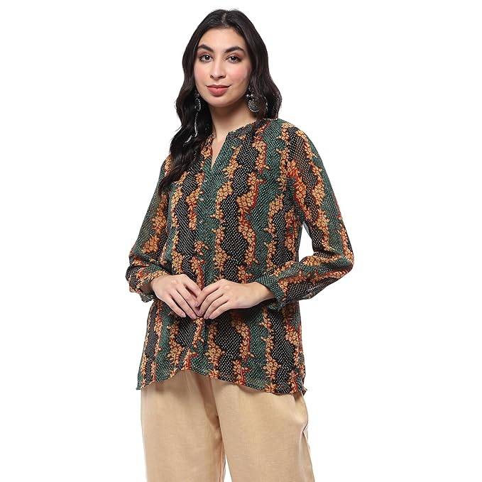 BIBA Women Georgette Printed Straight Kurti